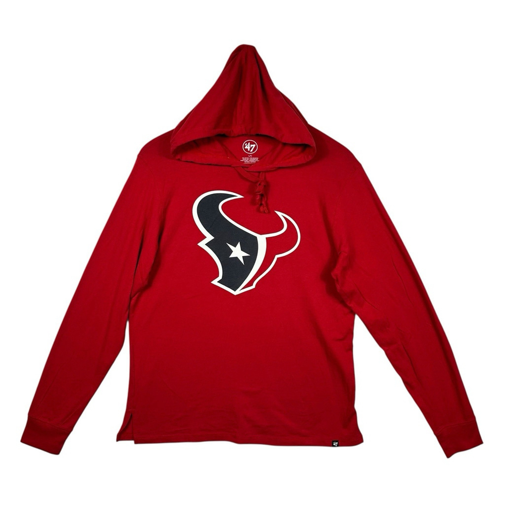 '47 Mens Red Houston Texans Long Sleeve Hoodie Tee